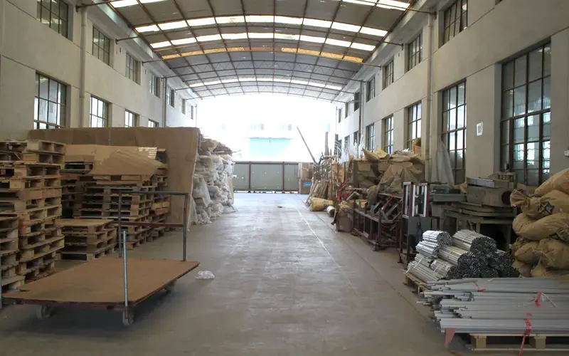 Packing materials and finished goods in the warehouse