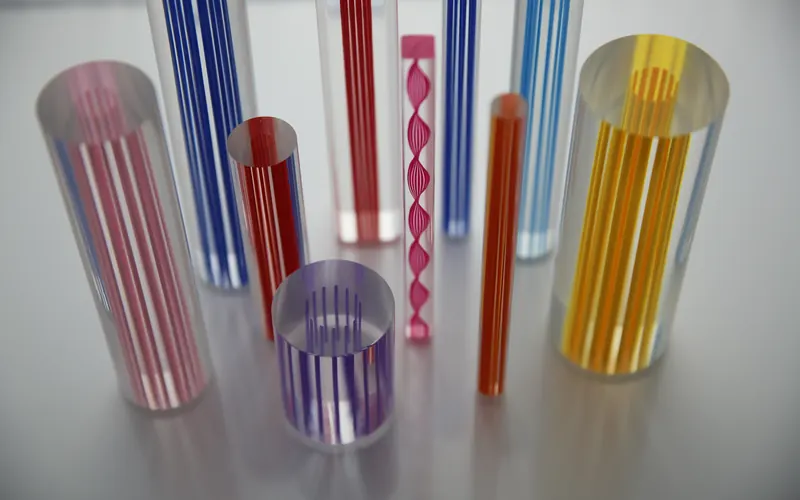 Extruded rods in six different colours